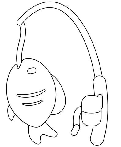 Fishing Pole And Fish Emoji Coloring Page